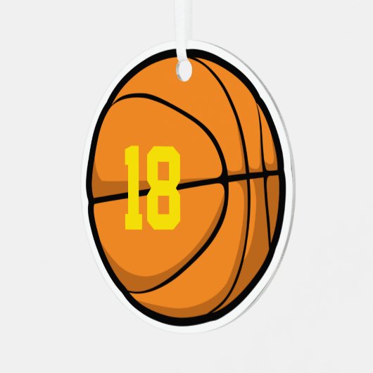 Basketball Custom Player Number Team jaar Metalen Ornament (Voorkant links)