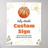 Basketball Custom Table Sign Birthday Baby shower Poster (Voorkant)