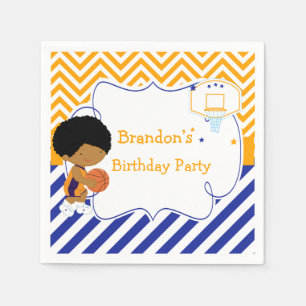 Basketball Cute African American Birthday Party Servet