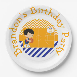 Basketball Cute Black Hair Boy Papieren Bordje