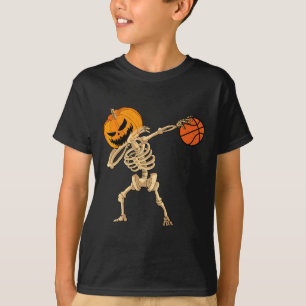 Basketball Dabbing Skeleton Mannen Boys Halloween  T-shirt