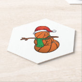 Basketball Dabbing Snowman Kerstmis Kartonnen Onderzetters (Schuin)