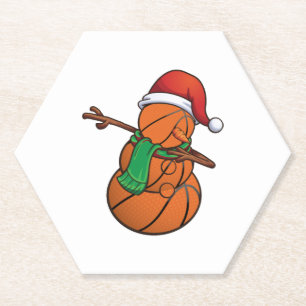 Basketball Dabbing Snowman Kerstmis Kartonnen Onderzetters