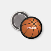 Basketball, DIY-naam in wit, zwart Magneet (Voorkant / Achterkant)