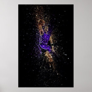 Basketball dunk glitter poster