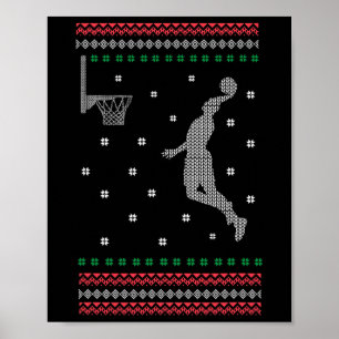 Basketball Dunking kerstkool Sport Ugly X-Mas Poster
