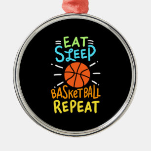 Basketball - Eat Sleep Basketball Repeat Metalen Ornament