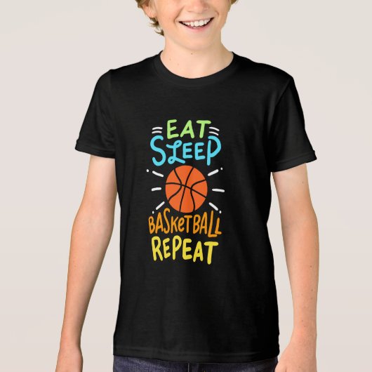 Basketball - Eat Sleep Basketball Repeat Tri-Blend Shirt (Voorkant)