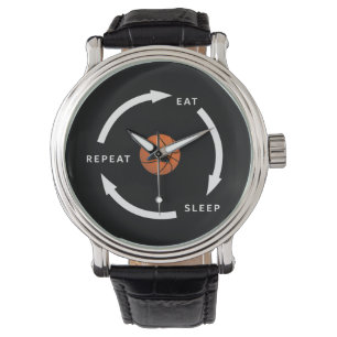 Basketball Eat Sleep Herhaaldelijk Gezegde sport Horloge