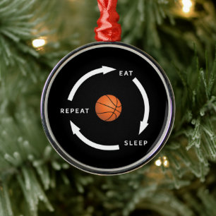 Basketball Eat Sleep Herhaaldelijk Gezegde sport Metalen Ornament