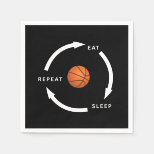 Basketball Eat Sleep Herhaaldelijk Gezegde sport Servet