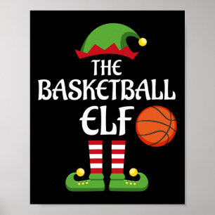 Basketball Elf Family Matching Group Kerstmis Spo Poster