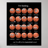 Basketball-emoties, gezichten, grappig Poster