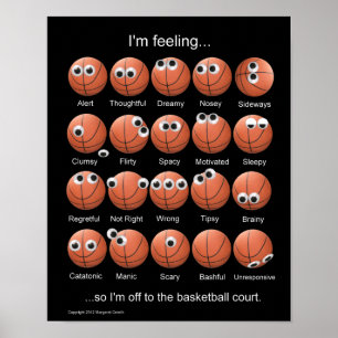 Basketball-emoties, gezichten, grappig Poster