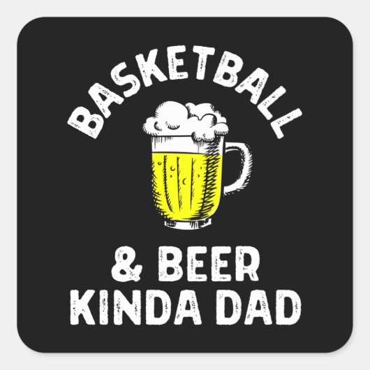 Basketball en bier een soort vader. vierkante sticker (Voorkant)