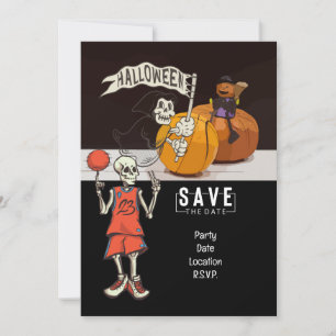 Basketball en geest Halloween Kaart