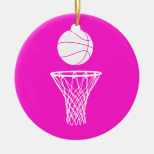 Basketball en Hoop Ornament Pink