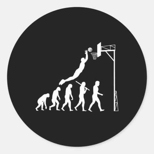 Basketball Evolution Ronde Sticker (Voorkant)
