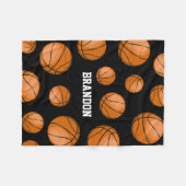 Basketball Fan Custom Name Black Fleece Deken (Voorkant (Horizontaal))