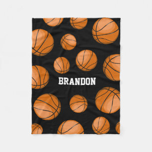 Basketball Fan Custom Name Black Fleece Deken