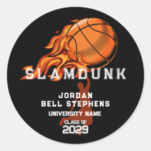 Basketball Fireball Sport Team Afstuderen Pet Topp Ronde Sticker