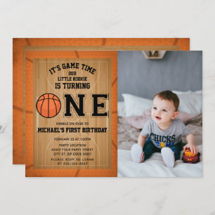 Basketball First Birthday Foto Kaart
