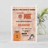 Basketball First Birthday Invitation | All Star (Debout devant)
