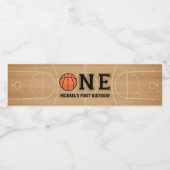 Basketball First Birthday Waterfles Etiket (Enkel label)