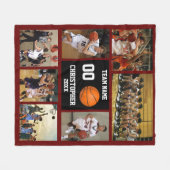 Basketball fotocollage Red Wine Fleece Deken (Voorkant (Horizontaal))