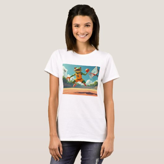 Basketball Frog femme blanc T-shirt (Devant entier)