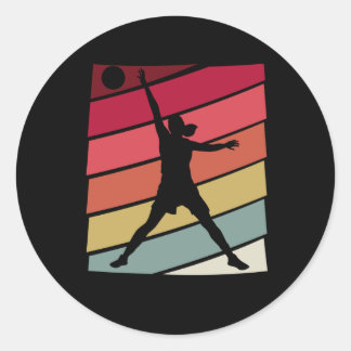 Basketball Girl Retro Ronde Sticker