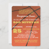 Basketball Gold Bar Mitzvah Invitation (Devant)