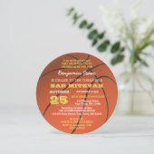 Basketball Gold Round Bar Mitzvah Invitation (Debout devant)