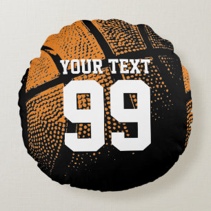 Basketball gooikussens met jersey-nummer rond kussen