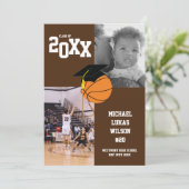 Basketball Graduation Sports Faire-part Brown (Debout devant)