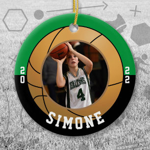 Basketball Green Black Team Colors Keramisch Ornament