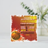 BASKETBALL GRUNGE Bar Mitzvah Invitation (Debout devant)