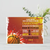 BASKETBALL GRUNGE Bar Mitzvah Invitation (Debout devant)