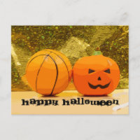 Basketball Halloween met basketbal en pompoen