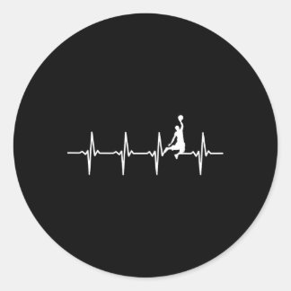 Basketball-hartslag voor basketbalspelers ronde sticker