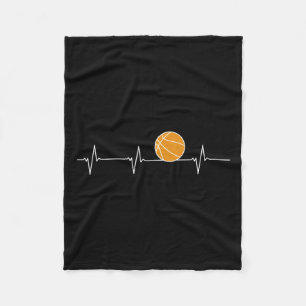 Basketball Heartbeat - Ball ECG Pulse voor fans Fleece Deken