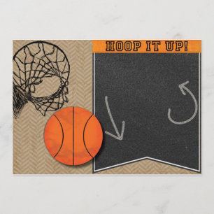 Basketball Hoop Chalkboard Oranje uitnodiging