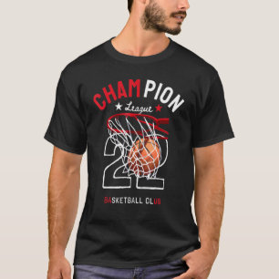 Basketball Hoop Champion League Slogan met mand T-shirt