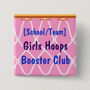 Basketball Hoop Net_Hoops Booster Club sjabloon Vierkante Button 5,1 Cm