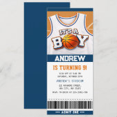 Basketball Hoopla Birthday Bash Ticket Invitations (Devant / Derrière)