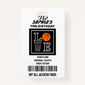 Basketball Hoops, Basketball Player Birthday Badge (Achterkant)