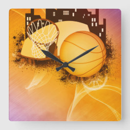 Basketball Hoops Dream Sports Square Wall klok