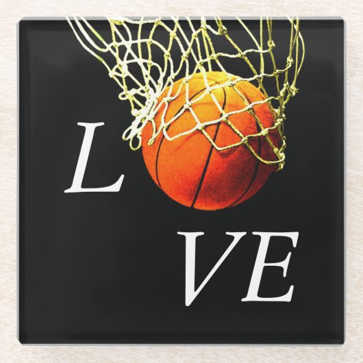 Basketball I Love Glazen Onderzetter (Voorkant)