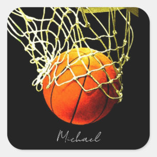 Basketball I Love Jouw naam Vierkante Sticker