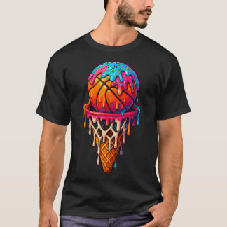 Basketball Ice Cream Drip For Boys Girls Youth Bas T-shirt